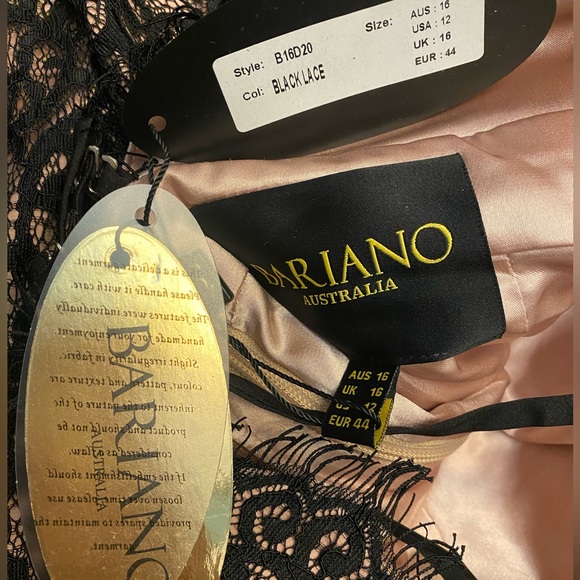 BARIANO Black Lace Full Length Formal Gown Size 12 - Picture 4 of 7